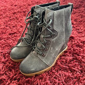SOREL Quarry Lace-Up Joan Uptown Waterproof Leather Wedge Boot - Women Sz 9
